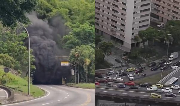 Incêndio, tombamento e colisão: manhã caótica em túneis do rio