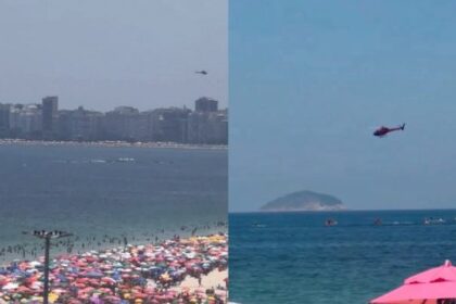 Avião de propaganda acidentado em Copacabana é retirado do mar