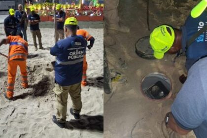 Fiscalização encontra garrafas e barracas enterradas em Copacabana antes do Réveillon