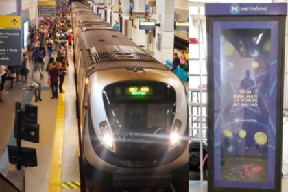 MetrôRio surpreende foliões com banho de glitter no carnaval da Carioca