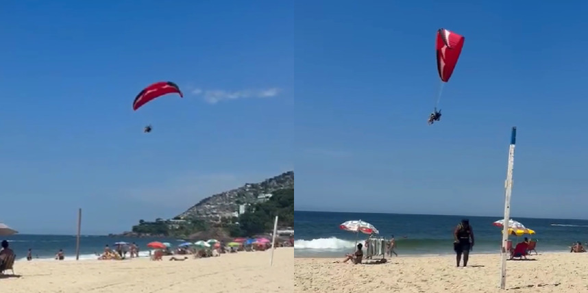 Piloto de parapente detido após voos ilegais e rasantes em Ipanema
